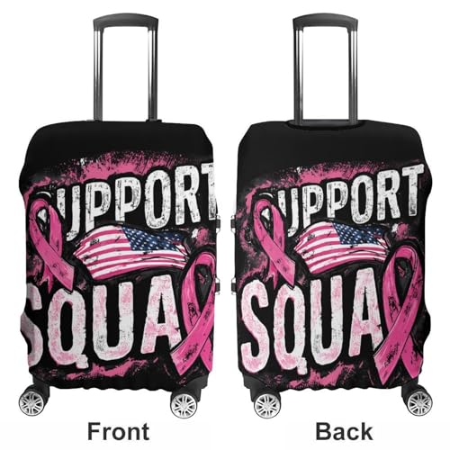 Breast Cancer Support Squad U.S.A. Flag Luggage Covers Washable Travel Suitcase Cover Elastic Baggage Protector3