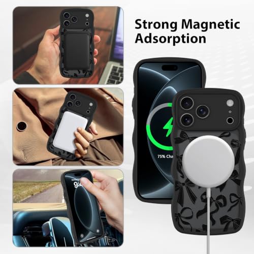 BITOBE Bow Magnetic Case for iPhone 18 Pro Curly Wave Edge - Black by BITOBE - Used condition - Image 5