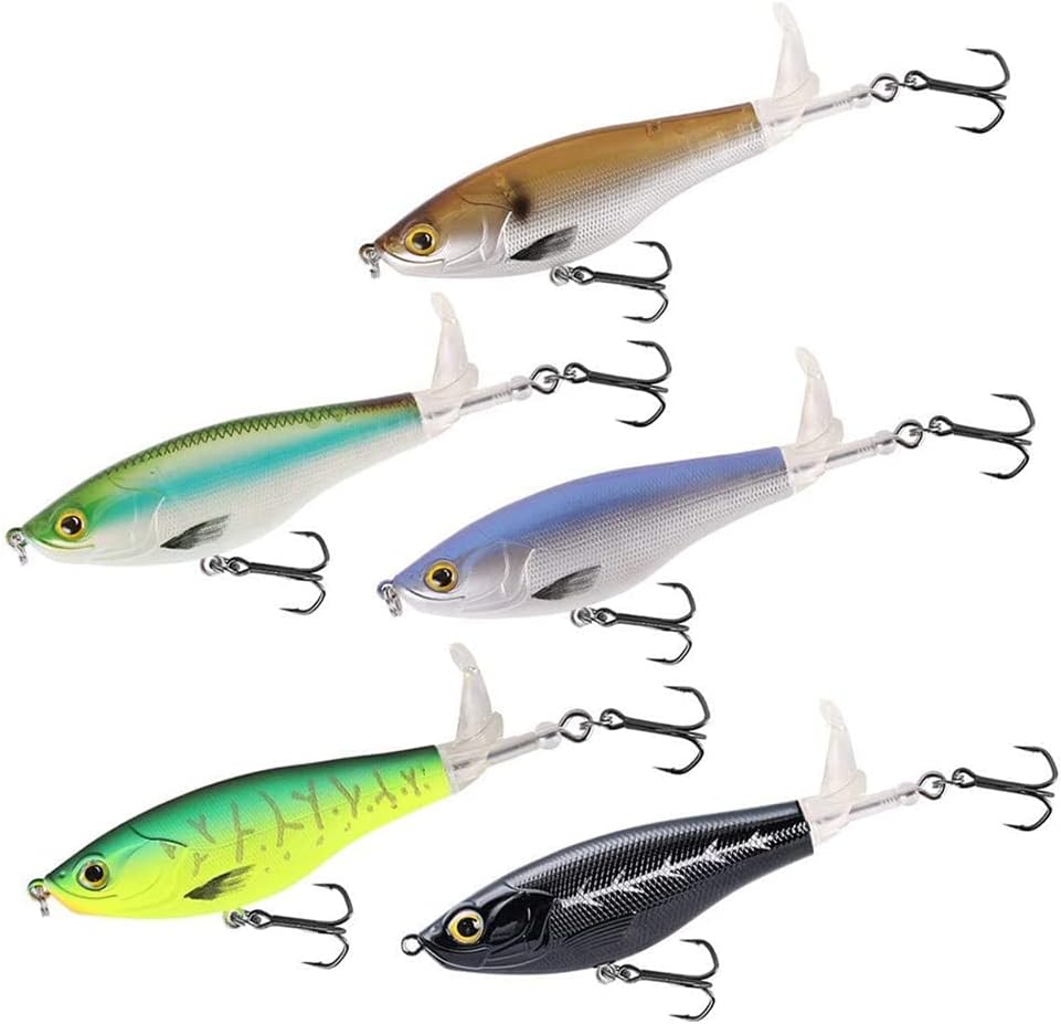 KINGDOM Topwater Fishing Lures 11g/17g Whopper Popper 90mm/110mm Fishing Plugs Soft T-Tail Swimming Lures