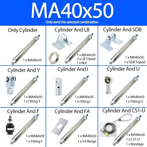 Vérin pneumatique en acier inoxydable MA40x50-CA-S robuste