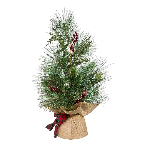 Árbol verde de arpillera Kurt S. Adler de 24 pulgadas para decoración navideña 5