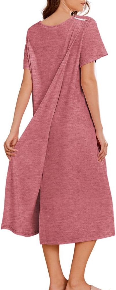 Deyeek Hospital Gowns for Women Labor Delivery Shoulder Surgery Dress Adaptive Clothing Night Robes for Elderly Plus Size