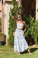 Hotouch Sommerrock Damen Elegant Maxirock mit Taschen Z-Blumen-B L – Ansicht 3
