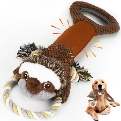 Letsmeet Squeaky Dog Toys, Tug of War Dog Toy for Large