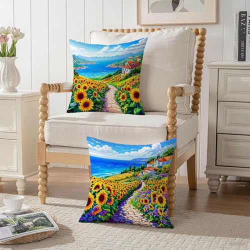Housse coussin 75x75cm velours lot de 2 automne imperméable - 4
