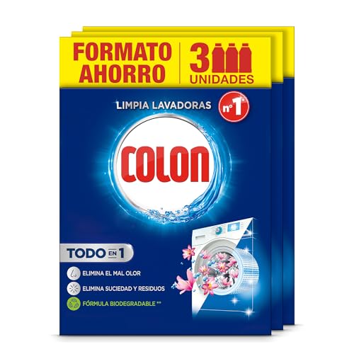 Colon Limpialavadoras - Limpia la lavadora y elimina malos olores, Megapack de 3 usos, 250 ml Paquete de 3 , 3 Unidades