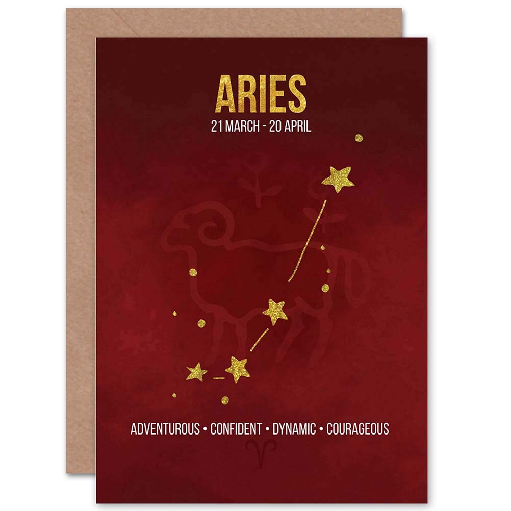 Wee Blue Coo Aries Birthday Card - Zodiac Star Sign Astrology