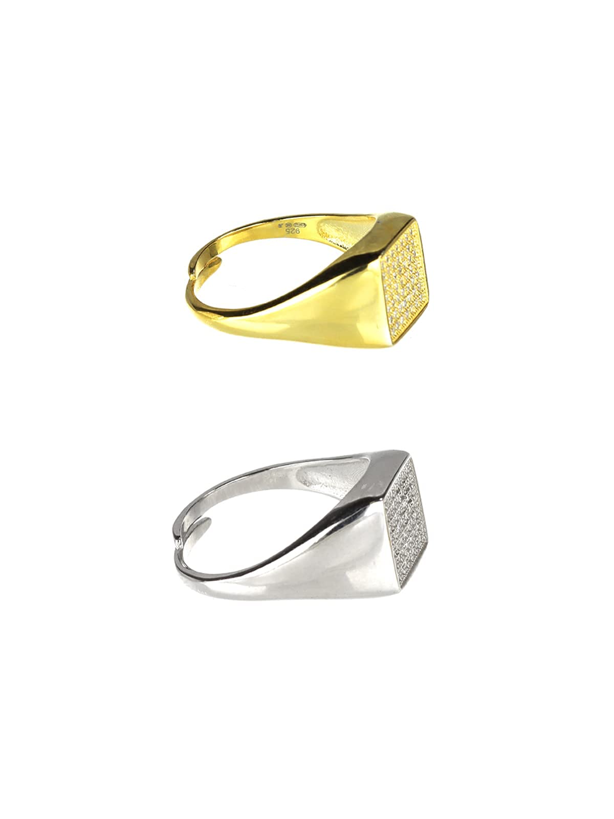 Anello Chevalier da Mignolo in Argento 925% Regolabile Quadrato Zirconato - Anello con Zirconi Donna e Ragazza