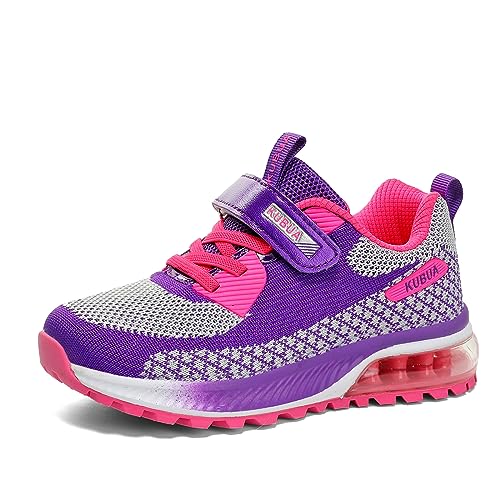 Image of KUBUA Kids Sneakers Lightweight Boys Girls Tennis Shoes Purple Grey