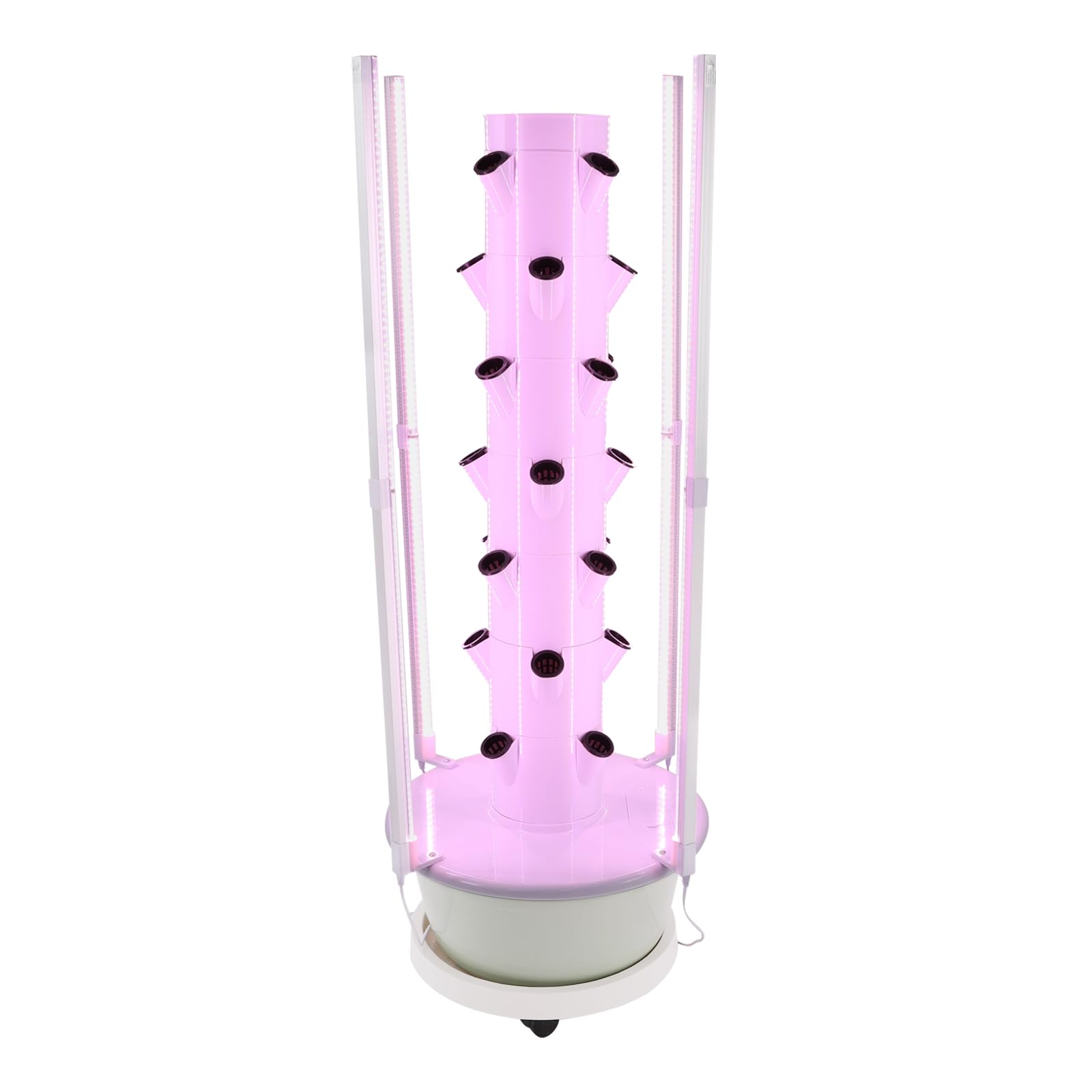 Torre hidropónica vertical de 7 pisos, 28 agujeros, sistema hidropónico sin tierra con temporizador de bomba de agua e iluminación LED, kit hidropónico vertical para el cultivo de hierbas en casa