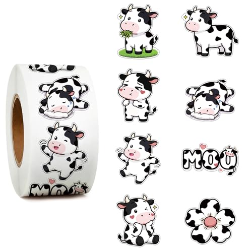 1000Pcs Cow Stickers for Kids Animal Stickers for Teaching Rewards Potty Training Boys Girls Teens Waterbottle Scrapbook Laptop Skateboard Computer