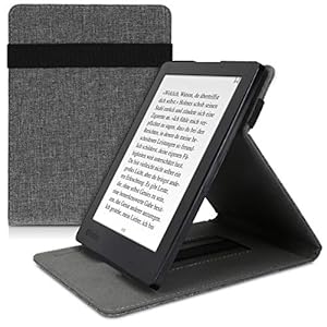 kwmobile Hoesje compatibel met Kobo Aura H2O Edition 2 – Met polsriem en standaard – e-Reader beschermhoes in grijs