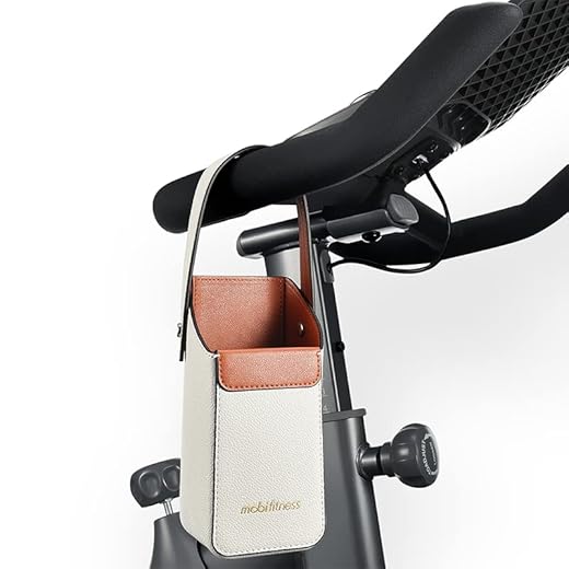 MOBI FITNESS Exercise Bike Water Bottle Holder Bag with Lychee Grain Cowhide Leather, Bike Cup Holder, Water Bottle Holder for Bike, Fits for Bottle Drinks and Most Sizes of Bottles,etc
