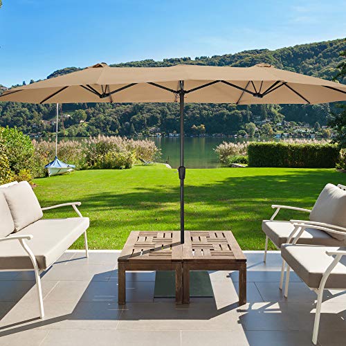 Momgege 15X9Ft Large Double-Sided Rectangular Outdoor Patio Umbrella Market Table Extra Waterproof Twin Umbrellas With Crank And Wind Vents For Garden Deck Backyard Pool Shade Outside Deck Swimming #TOP6