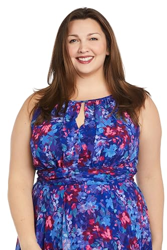 Image of Floral Chiffon Halter Maxi Dress W /Keyhole Detail & Ruffle Cascade Skirt