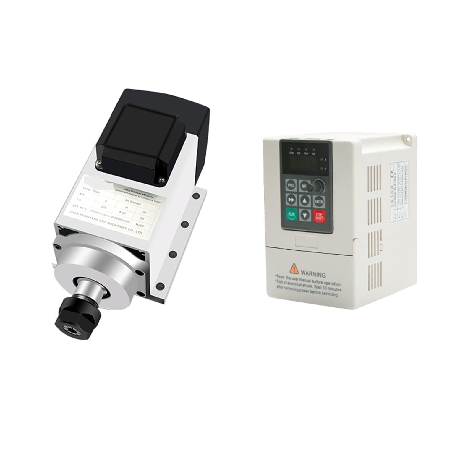 Husillo de potencia constante CNC, 1,5 kW, ER20, 6000rpm, brida bajo par, Motor imán permanente refrirado por aire, fresadora, perforación, Unidad de potencia(Set)