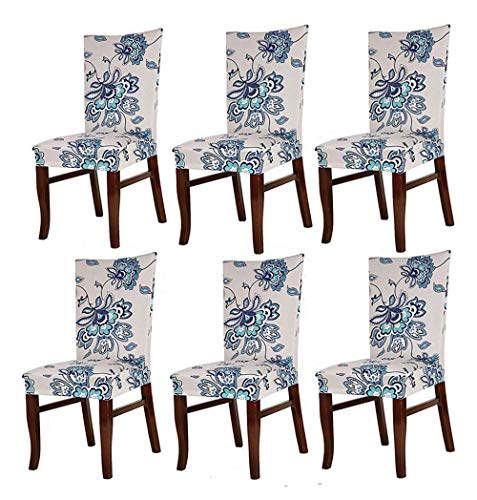 HMWish Pack de 6 Fundas sillas Comedor Elásticas, Fácil de Limpiar Extraíble Impresa Fundas de Silla