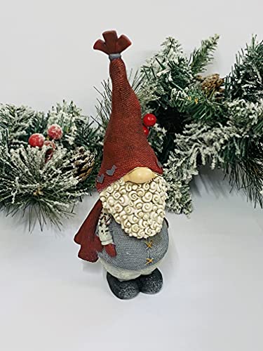 Mezzaluna Gifts Gnomo natalizio statuetta tradizionale rosso e grigio nordica ornamento ((L) cappello rosso mantello 23 cm x 7,5 cm x 7 cm)