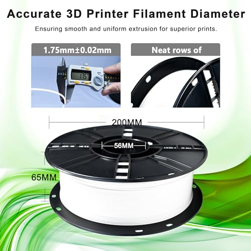 Image of iBOSS PETG Filament 1.75mm White, 3D Printing Filament 1kg Spool(2.2lbs), 3D Filament 1.75mm Dimensional Accuracy + /- 0.02mm Non Tangling Non Clogging Non Stringing,Print with Most 3D Printers
