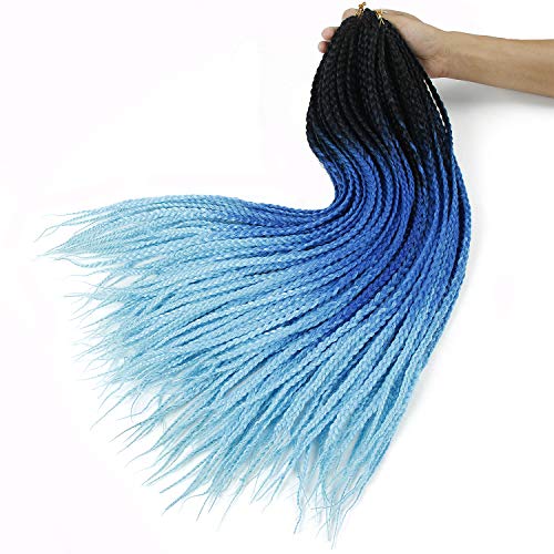 6 Packs Box Braids Crochet Hair Crochet Box Braids Pre-Looped Synthetic Hair Crotchet Box Braids Hair 22 Inch (Ombre Blue, 22Inch) … #TOP2