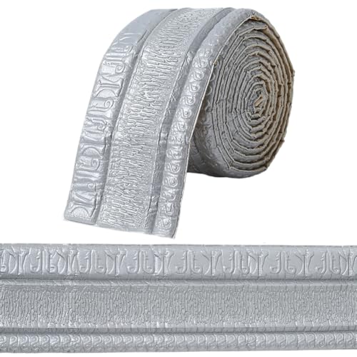Image of GORGECFAFT 2.3mx79mm 3D Wall Edging Foam Flexible Wallpaper Border Silver Gray Crown Molding Peel and Stick Mirror Edging Frame Lines Wall Base Ceiling Baseboard for Home Furniture DIY Decor