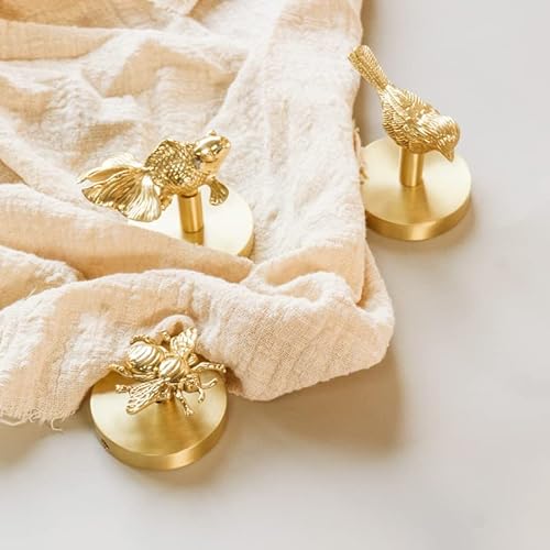 Mfys Brass Bird Coat Rack Robe Wall Hooks Hat Dragonfly Hanger For Bedroom Kitchen Various Shapes Animal Deer Decor Home Accessories (1, Rose Flower) #TOP6