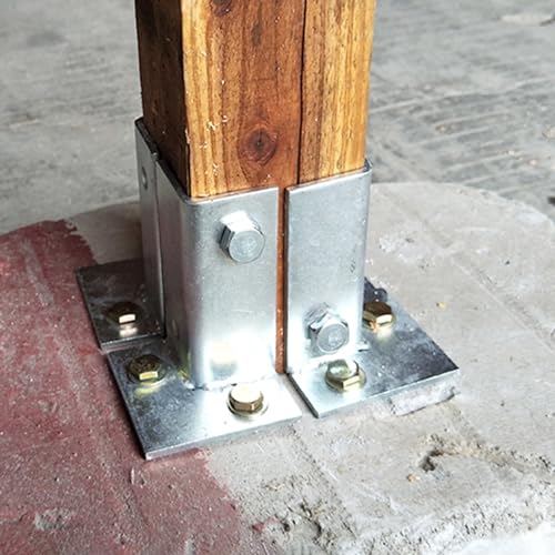 Support de colonne réglable en métal argenté fendu pour extérieur - 6