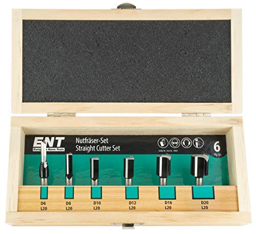 ENT 09007 6-tlg. HW Nutfräser Set mit HW-Grundschneide - Ø 6-8 - 10-12 - 16 und 20 mm- Schaft Ø 8 mm
