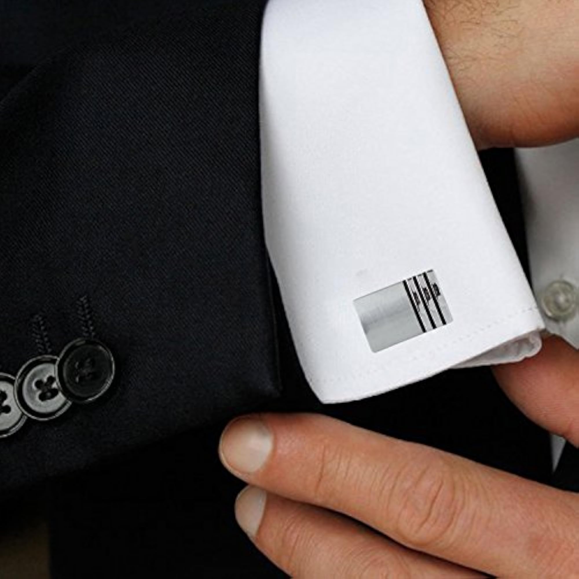 Men's Silver Rectangle Cufflinks with Classic Finish