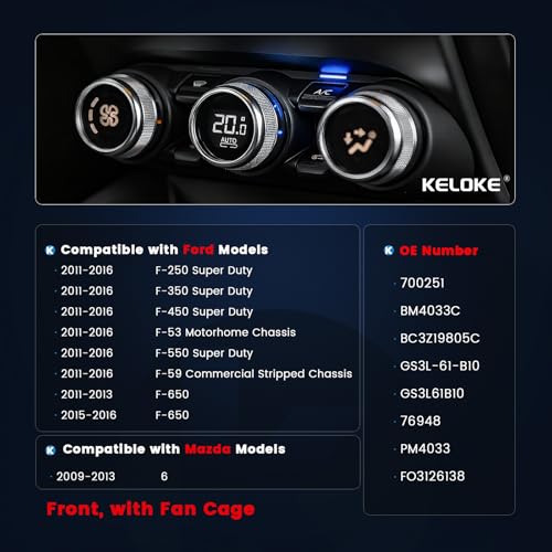 Image of KELOKE Front HVAC Heater Blower Motor Fan Fits for Ford F-250 /350 /450 /550 Super Duty 2011-2016, F-650 2011-2013 /2015-2016, F-59 Commercial Stripped Chassis 11-16 & Mazda 6 2009-2013, Replace# 700251