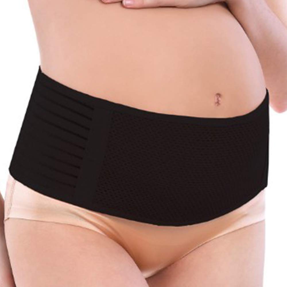JKMTR Maternity Support Belt Belly Band Waist Abdominal Pelvic Back Pregnancy Brace Pain Relief (Black,X-Large)