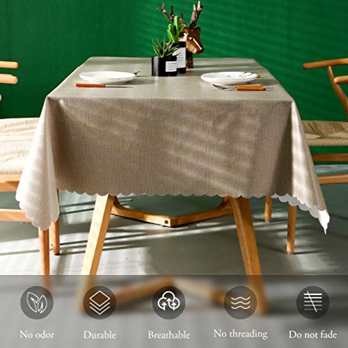 Pahajim Moderno Mantel de PVC Color Liso Mantel Impermeable Mantel Mesa Rectangular Antimanchas Tablecloths para (Marrón, Cuadrado,140x140cm, 4 Asientos)