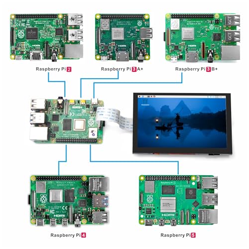 Image of OSOYOO 5 inch Touch Screen RPi5 Monitor DSI IPS LCD 800x480 Display for Raspberry Pi 5 4B 3B+ 3A+ 3B 2B - Wide Viewing Angle, Capacitive Touchscreen, No Need Driver