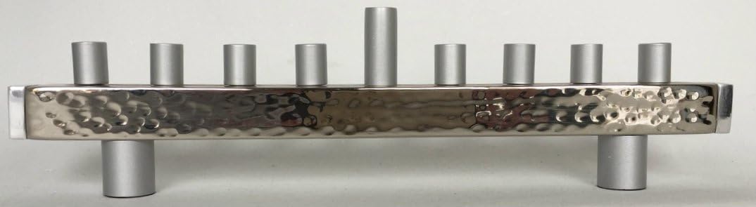 Yair Emanuel Anodized and Hammered Strip Menorah - Silver