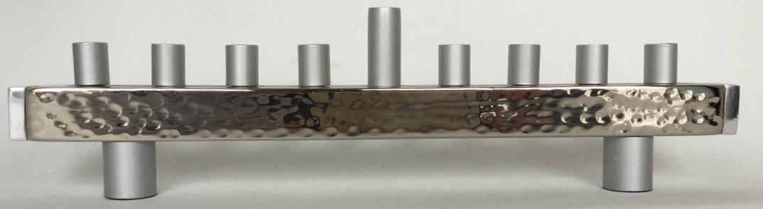 Yair Emanuel Anodized and Hammered Strip Menorah - Silver