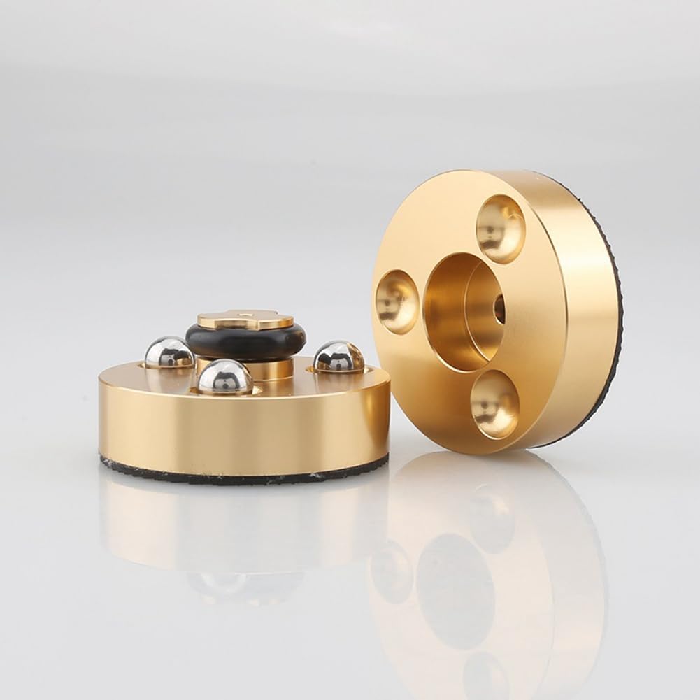 4 Pièces HiFi Haut-Parleur Isolation Pieds Coussinets Support Pieds Aluminium Amortisseur de Vibrations 40X23mm Or