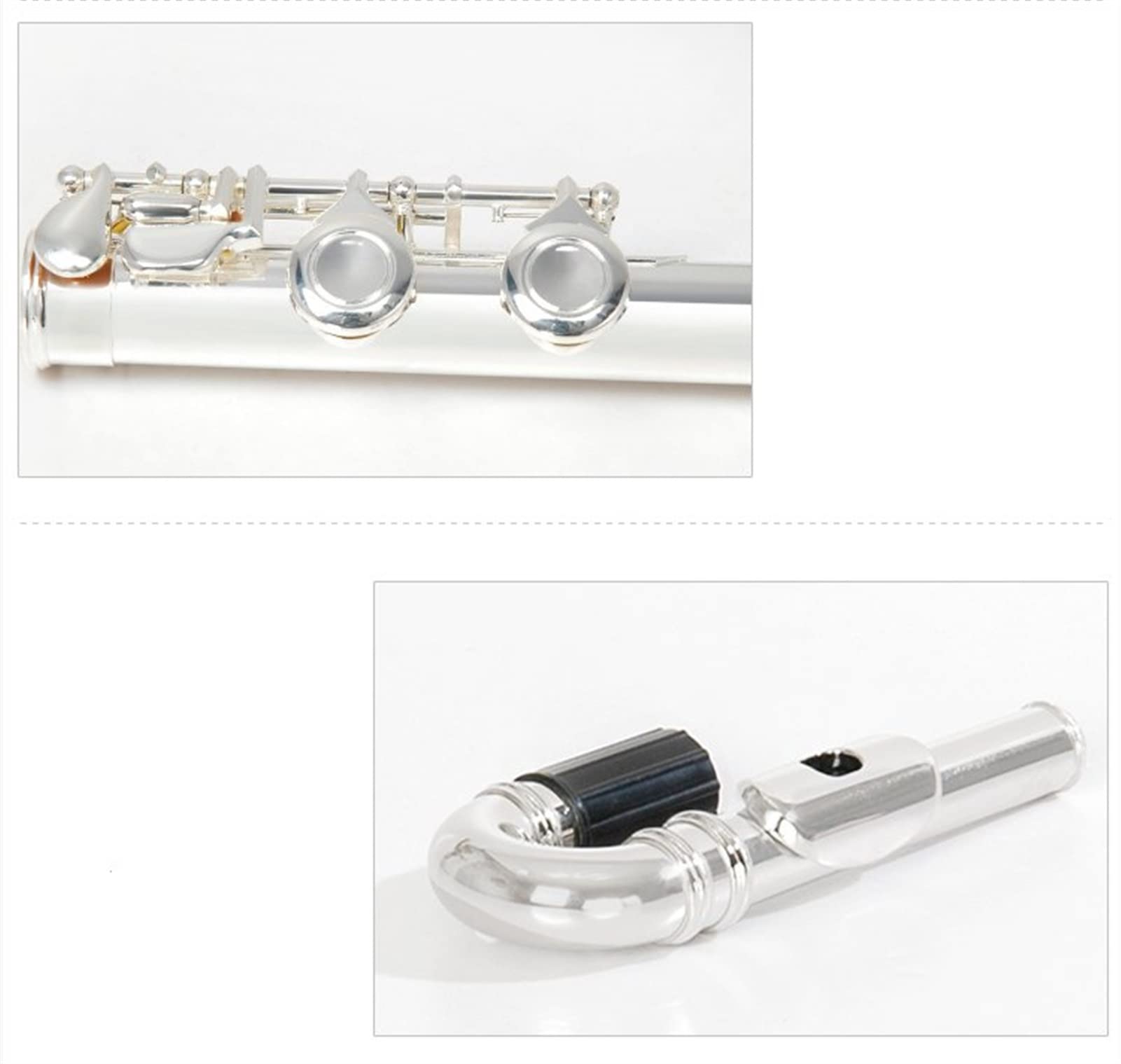 ZUZU Flawn Codo Plateado Flauta para Niños Flauta Doble Cabeza Flauta 16 Orificio Plateado Plata Codo Flauta Kit Flauta