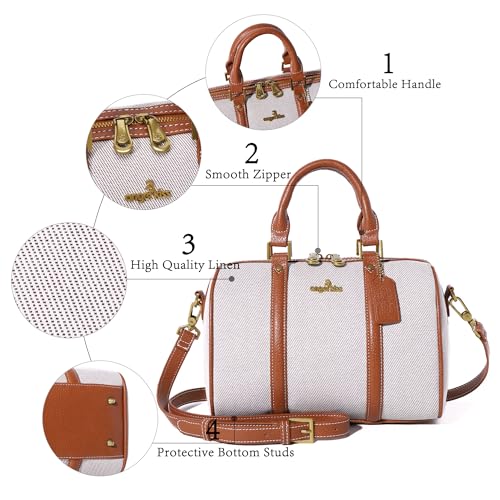 Image of Angel Kiss Women Satchel Purses and Handbags Vegan Leather Boston Barrel Bag Top Handle Shoulder Purse with Crossbody Strap | Vegan Leather
