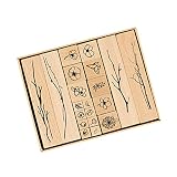 20Pcs Vintage Wooden Mounted Rubber Stamps Plant and Flower Decorative Wood Rubber Stamp Set for Art