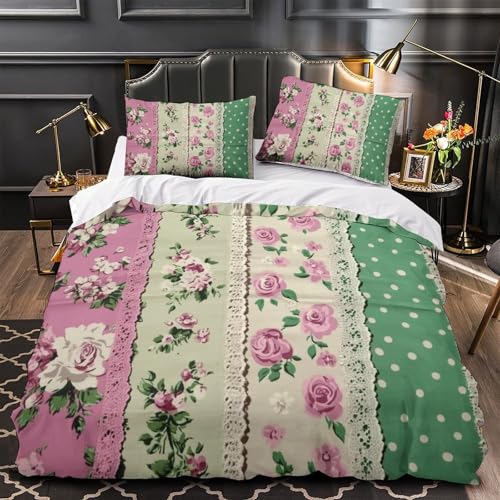 Décor chambre champêtre moderne avec la parure de lit fleurs 3D