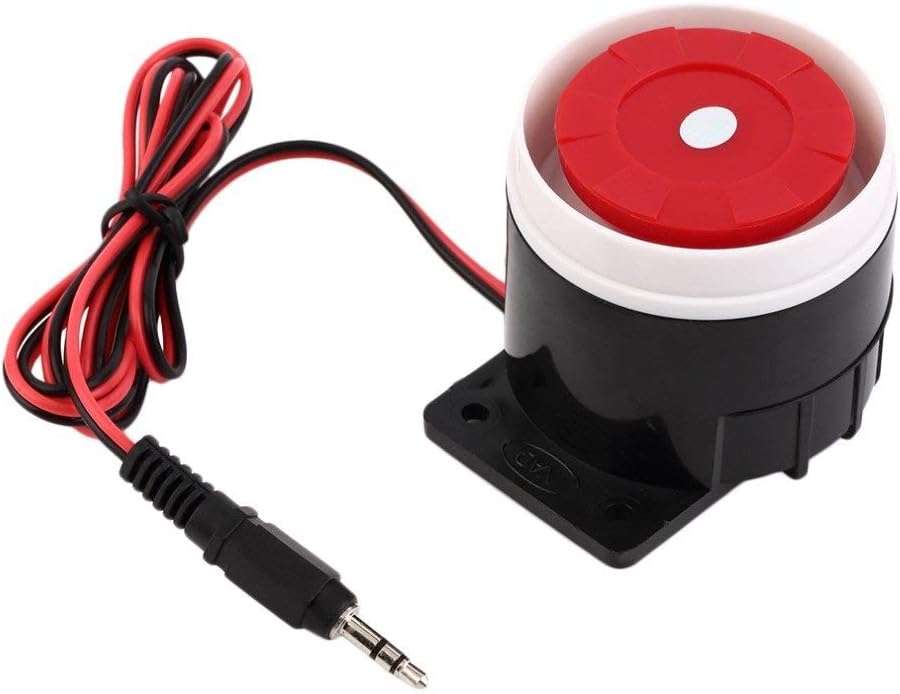NAVKAR SYSTEMS Plastic Wired Mini DC 12V Horn Siren, Home Security Sound Alarm System, 120dB, Standard Size