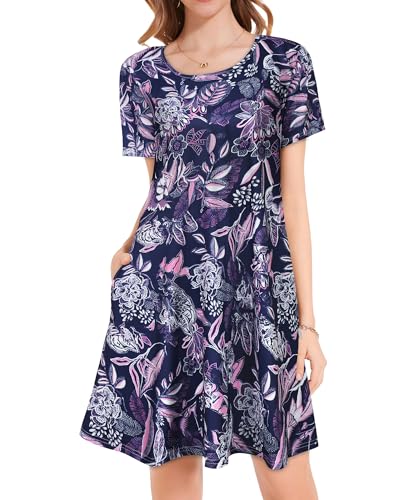 Image of JOLIGAL Summer Dresses for Women Casual Short Sleeve Sundress Scoop Neck Beach T Shirt Dress with Pockets 2026