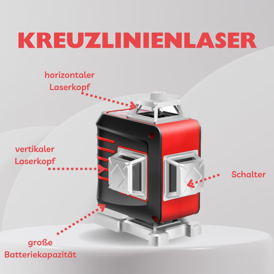 Laser A Linee Incrociate Autolivellante Delphi 4D 360° - 16 Linee, USB-C, Con Telecomando E Batteria Aggiuntiva