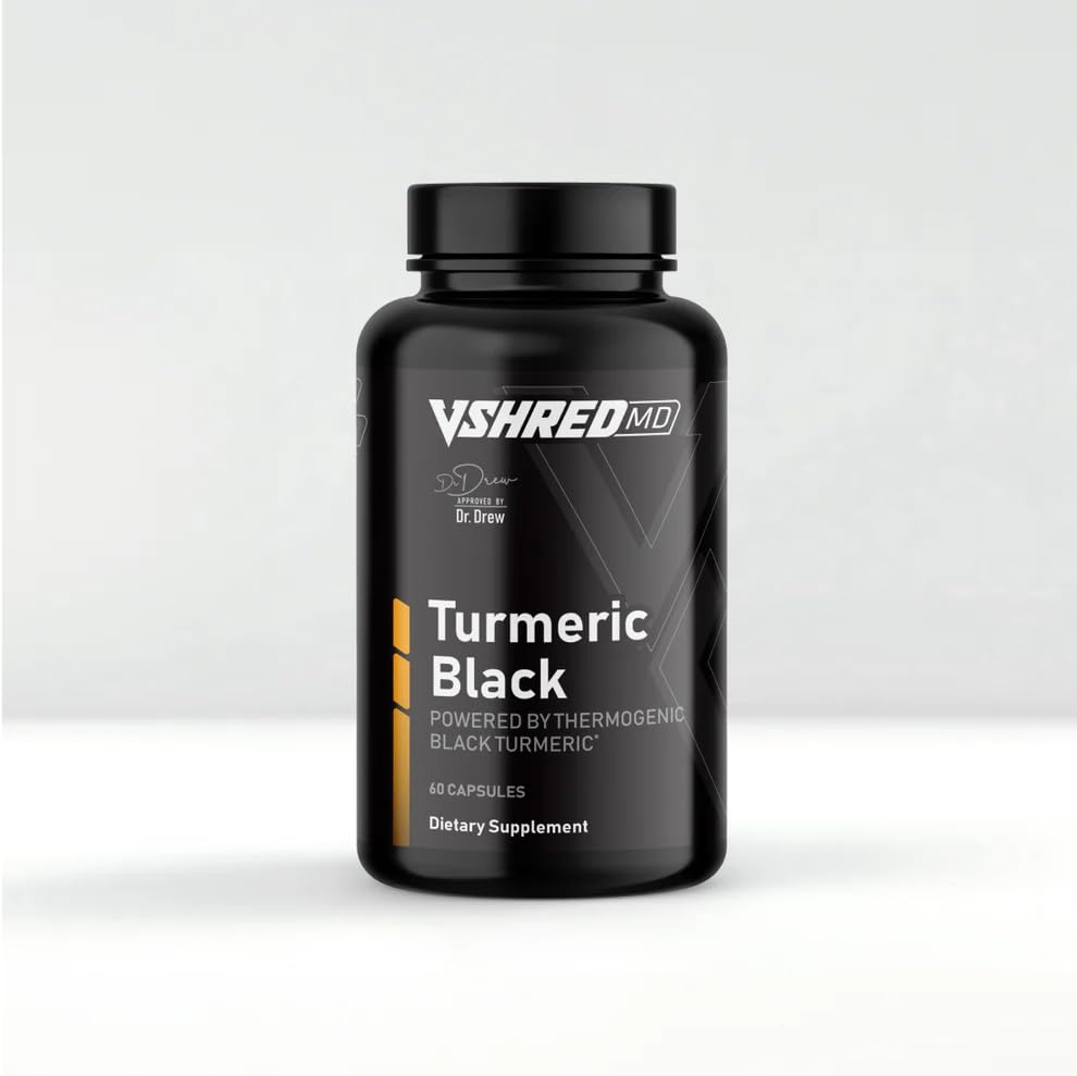 V Shred MD Turmeric Black Dr. Drew Approved Joint & Wellness Support Formulated with Curcumin & BioPerine Supports Healthy Aging Mobility & Recovery 60 Capsules