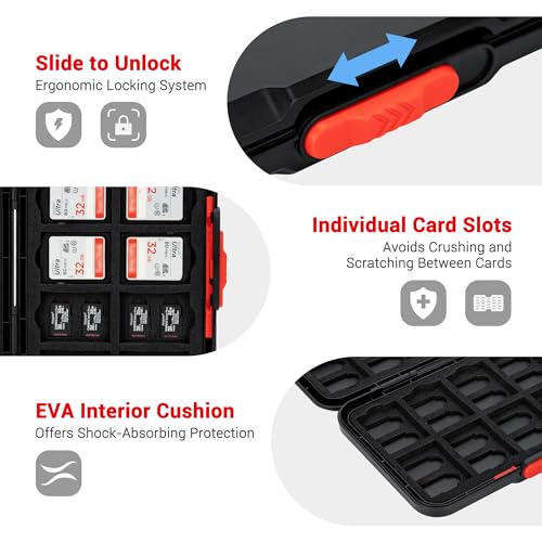 Pop-Up-Stil-Speicherkartengehäuse,60 Slots-Speicherkartenhalter-Brieftasche für 20 SD SDHC SDXC & 40 Micro SD SDXC SDHC TF MSD-Karten,Tragbarer Slim Micro SD Card Case Storage Organizer