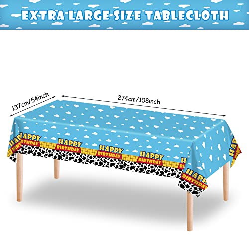 6 Pack Cartoon Story Birthday Party Supplies Cow Pattern Printed Table Cover Blue Sky And White Cloud Tablecloths Cow Birthday Party Decoration For Boy Girl Kid Birthday Party Decor 54 X 108 Inch #TOP3