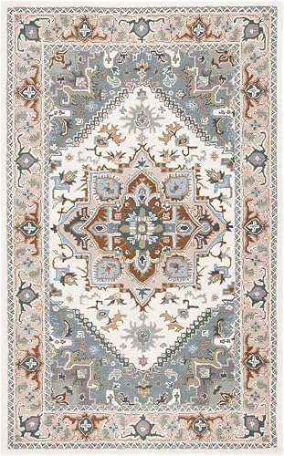 Image of Woolen Tufted Carpet 4x6 Feet - Thick Traditional Area Rug for Living Room, Bedroom & Office - Handcrafted Wool Floor Carpet