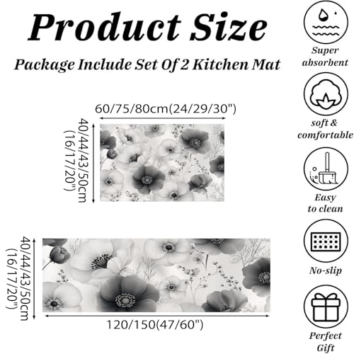 Alfombra de cocina gris oscuro lavable e ideal para pasillo y comedor 3