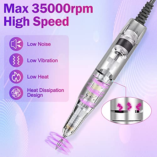Nailgirls Electric Nail Drill Machine, 35000Rpm Professional Efile Nail File Kit With Foot Pedal For Acrylic Nails Gel Nails, Manicure Polishing Shaping, Efile Drill For Buffing, Home Salon Use #TOP2