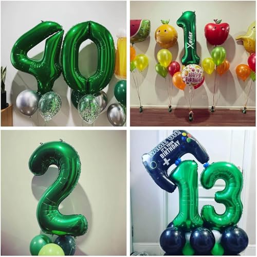Image of Number 45 Dark green Balloons 40 Inch Giant Dark green Foil 45 Helium Balloons for 45th Dark green Birthday Party Supplies 45th Anniversary Events Decorations